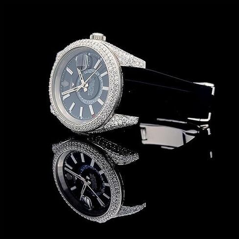 BENIYAZ LAB GROWNMoissanite Watch for Men – Luxury Diamond-Cut Look | Waterproof Silicone Belt Included | Stylish Analog Automatic Wristwatch in Kuwait
