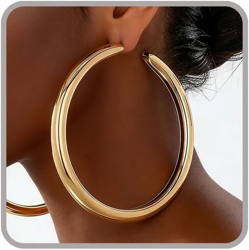 Chunky Gold Hoops Earrings for Women Lightweight Big Silver Earrings Hoops Large Black Hoop Earrings Chunky Jewelry Hollow Tube Thick Hoop Statement Earring in Saudi Arabia
