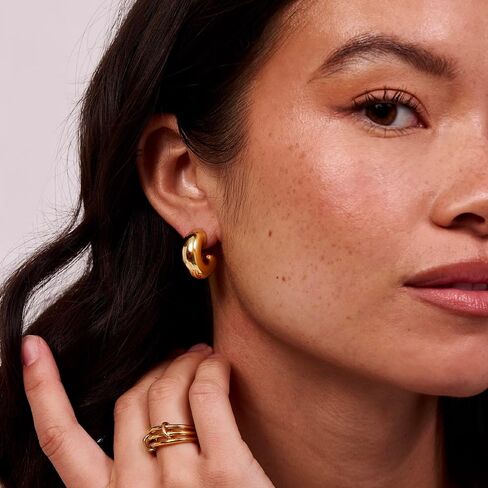 Electric Picks Cloud Earrings for Women, 14k Gold Plated Sculptural Bubble Hoop Earrings, Lightweight Modern Everyday Hoops, Hypoallergenic Statement Earrings in Saudi Arabia