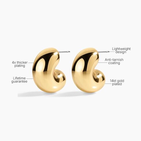 Electric Picks Cloud Earrings for Women, 14k Gold Plated Sculptural Bubble Hoop Earrings, Lightweight Modern Everyday Hoops, Hypoallergenic Statement Earrings in Saudi Arabia