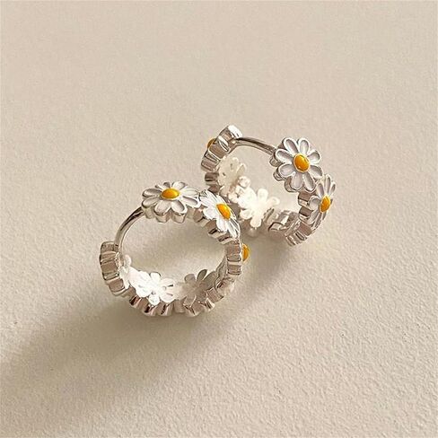Sweet Daisy Flower Hoop Earrings for Women in Kuwait