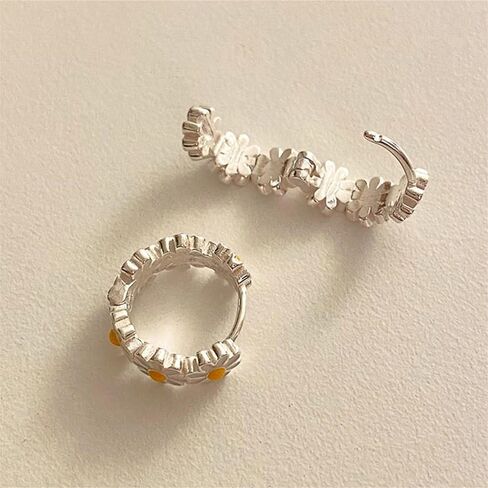 Sweet Daisy Flower Hoop Earrings for Women in Kuwait