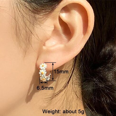 Sweet Daisy Flower Hoop Earrings for Women in Kuwait