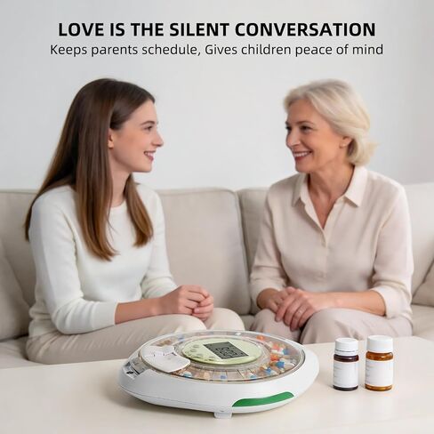 JULOS Automatic Pill Dispenser with 9 Alarms & Front Safety Lock for Elderly & Dementia Care – Sound/Light Reminders, Up to 9 Daily Doses, 28 Compartments Medication Organizer, Clear Lid in Saudi Arabia