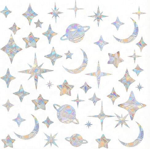 Anti-Collision Window Clings for Birds, Prismatic Static Vinyl Non-Adhesive Bird Window Stickers Suncatcher Reusable Deterrent Window Decals to Prevent Bird Strikes, Starry Sky Style in Saudi Arabia