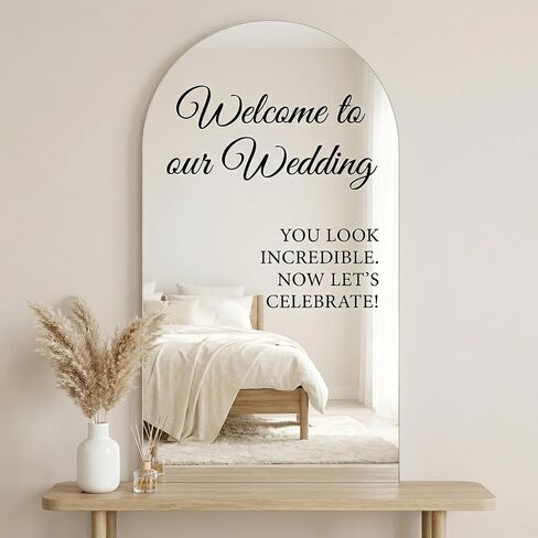 Welcome to Our Wedding Mirror Decal, Vinyl Lettering Decal Sticker, Easy to Stick and Remove,Suitable for Wedding Decorations Mirror Glass Windows Bridal Shower Marriage Reception(Black) in Saudi Arabia