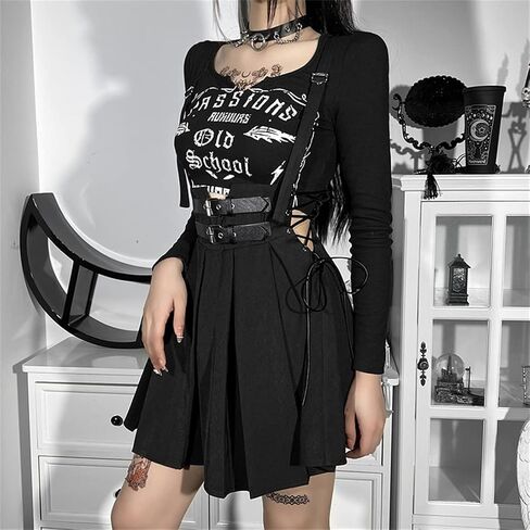 TOMETO STAR Gothic Punk Grunge Skirt High Waist Mini Skirt Harajuku Women Pleated Skirts in Saudi Arabia