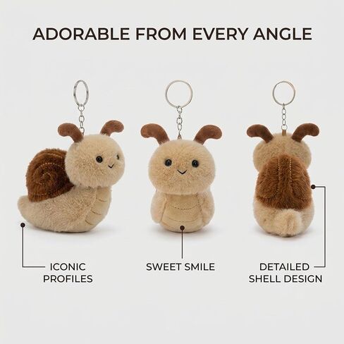 Soft Snail Plush Toy Keychain 4.8" Cute Stuffed Animal Keyring for Backpacks & Handbags Aesthetic Bag Charm Gift for Women Men in Saudi Arabia