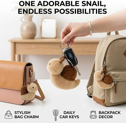 Soft Snail Plush Toy Keychain 4.8" Cute Stuffed Animal Keyring for Backpacks & Handbags Aesthetic Bag Charm Gift for Women Men in Saudi Arabia