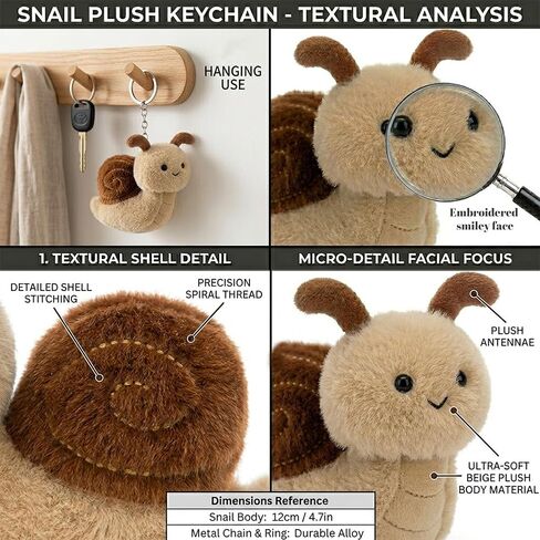 Soft Snail Plush Toy Keychain 4.8" Cute Stuffed Animal Keyring for Backpacks & Handbags Aesthetic Bag Charm Gift for Women Men in Saudi Arabia