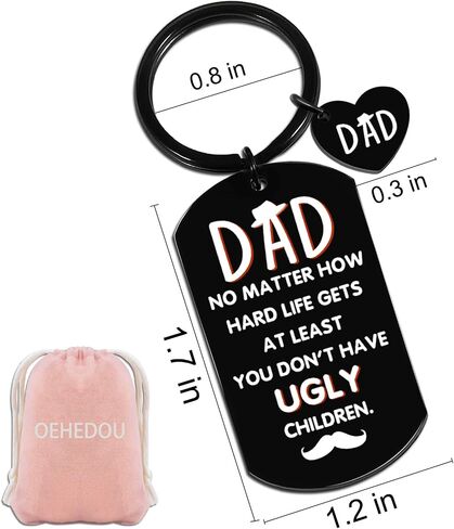 OEHEDOU Fathers Day Gift For Dad Funny Gift For Dad Birthday Gift from Daughter Son Best Dad Ever Gift Father Birthday Item For Daddy Funny Daddy Keychain Birthday Gift For Dad Who Have Everything in Kuwait