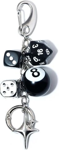 Bag Charm Chain for Handbag - Black 8 Ball Dice Keychain for Purse chain - Y2K Aesthetic Extension Wallet Chain in Saudi Arabia