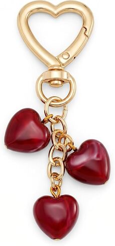 Triple Red Heart Bag Charm Elegant Jewelry Style Resin Purse Charm with Polished Gold in Saudi Arabia
