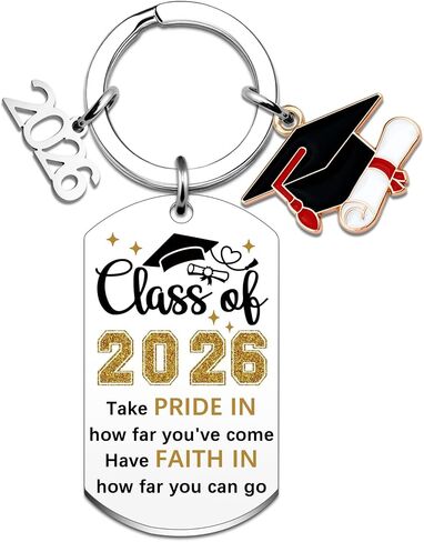 Graduation Keychain for Grad Student Class of 2026 Key Chains Stainless Steel Keyring Funny Grad Gifts from Teacher in Saudi Arabia