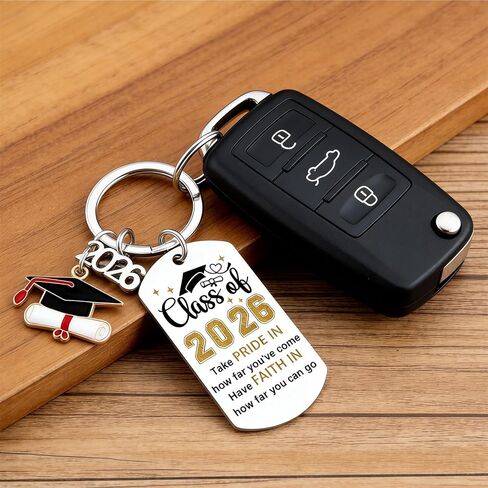 Graduation Keychain for Grad Student Class of 2026 Key Chains Stainless Steel Keyring Funny Grad Gifts from Teacher in Saudi Arabia