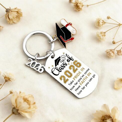 Graduation Keychain for Grad Student Class of 2026 Key Chains Stainless Steel Keyring Funny Grad Gifts from Teacher in Saudi Arabia