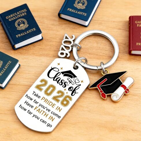 Graduation Keychain for Grad Student Class of 2026 Key Chains Stainless Steel Keyring Funny Grad Gifts from Teacher in Saudi Arabia