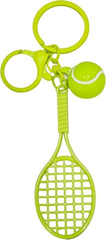 Funny Tennis Ball Sport Keychain Cute Pom Pom Keychain Imitation Tennis Racket Keyring for Backpack in Kuwait