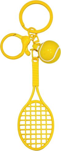 Funny Tennis Ball Sport Keychain Cute Pom Pom Keychain Imitation Tennis Racket Keyring for Backpack in Kuwait