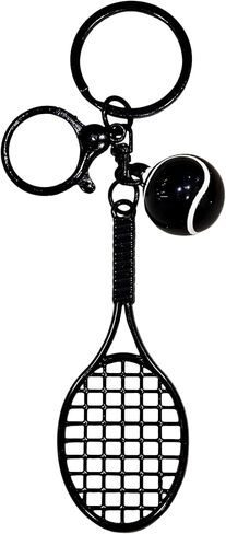 Funny Tennis Ball Sport Keychain Cute Pom Pom Keychain Imitation Tennis Racket Keyring for Backpack in Kuwait