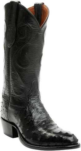 حذاء Tony Lama رجالي Exotic Full-Quill Ostrich Western Boot بمقدمة مستديرة - SG1052 9 D(M) US أسود in Kuwait