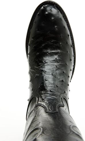 حذاء Tony Lama رجالي Exotic Full-Quill Ostrich Western Boot بمقدمة مستديرة - SG1052 9 D(M) US أسود in Kuwait