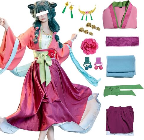 Julysky Pink Kimono Dress, Uniform Outfit, Halloween Party Full Set in Saudi Arabia