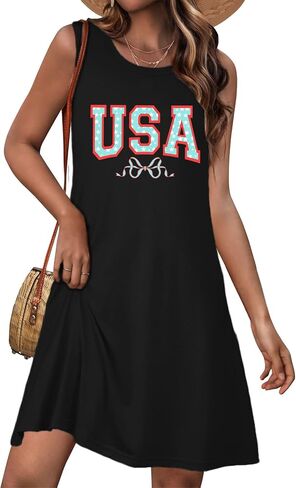 4th of July Dresses for Women American Bow Sleeveless Dress USA Tank Sundress in Saudi Arabia