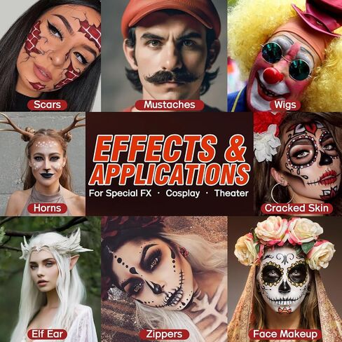 Spirit Gum Adhesive and Remover Kit, Wig Glue, Professional Cosmetic Glue for Face, Skin and Body, Strong Hold for Prosthetics, Bald Cap, Fake Beard, Cosplay, Halloween and Stage Performance in Saudi Arabia