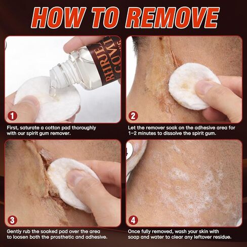 Spirit Gum Adhesive and Remover Kit, Wig Glue, Professional Cosmetic Glue for Face, Skin and Body, Strong Hold for Prosthetics, Bald Cap, Fake Beard, Cosplay, Halloween and Stage Performance in Saudi Arabia