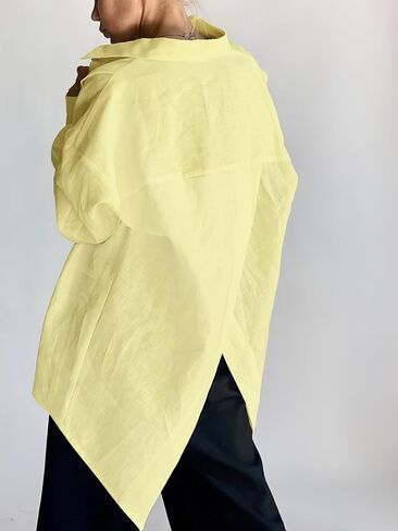 Women's Oversized Linen Button Down Shirt, Casual Long Sleeve Blouse for Summer & Vacation in Kuwait