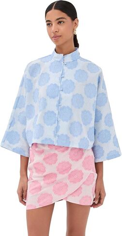 La Vie Style House Women's Mod Flower Blue Everyday Shirt in Saudi Arabia