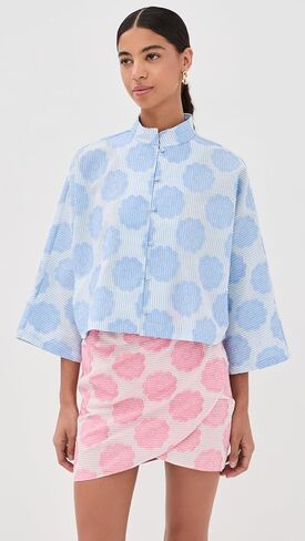 La Vie Style House Women's Mod Flower Blue Everyday Shirt in Saudi Arabia