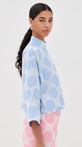 La Vie Style House Women's Mod Flower Blue Everyday Shirt in Saudi Arabia
