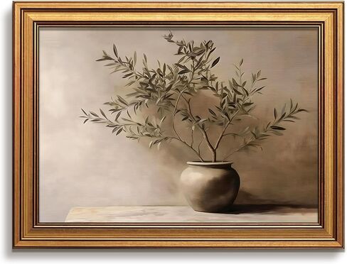 Vintage Botanical Wall Art, Gold Framed Olive Tree Paintings Wall Decor, Modern Farmhouse Still Life Canvas Prints, Plant Antique Pictures, Organic Modern Artwork for Living Room Bathroom 8x10 Inch in Kuwait