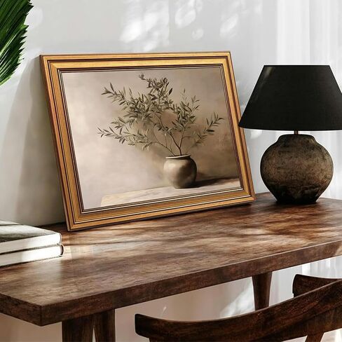 Vintage Botanical Wall Art, Gold Framed Olive Tree Paintings Wall Decor, Modern Farmhouse Still Life Canvas Prints, Plant Antique Pictures, Organic Modern Artwork for Living Room Bathroom 8x10 Inch in Kuwait