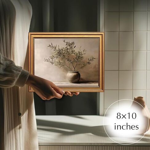 Vintage Botanical Wall Art, Gold Framed Olive Tree Paintings Wall Decor, Modern Farmhouse Still Life Canvas Prints, Plant Antique Pictures, Organic Modern Artwork for Living Room Bathroom 8x10 Inch in Kuwait