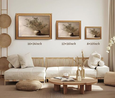 Vintage Botanical Wall Art, Gold Framed Olive Tree Paintings Wall Decor, Modern Farmhouse Still Life Canvas Prints, Plant Antique Pictures, Organic Modern Artwork for Living Room Bathroom 8x10 Inch in Kuwait