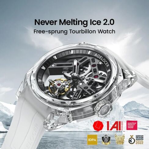 AGELOCER Free-Sprung Crystal Tourbillon Watch Luxury Manual Mechanical Watch Birthday Gift for Men+Free Watch Winder in Saudi Arabia