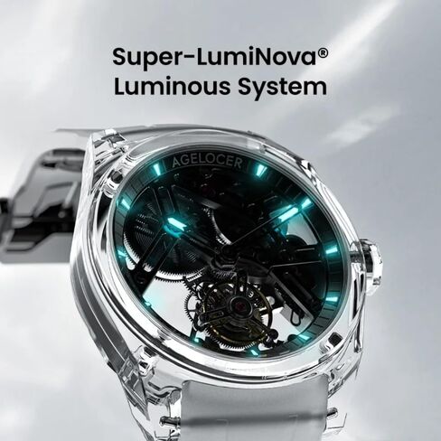AGELOCER Free-Sprung Crystal Tourbillon Watch Luxury Manual Mechanical Watch Birthday Gift for Men+Free Watch Winder in Saudi Arabia