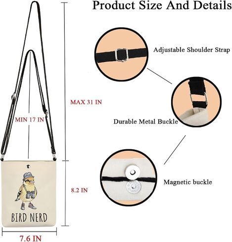 POFULL Birder Gift Bird Lovers Gift Ornithologist Gift Bird Watching Gift Bird Nerd Crossbody Bag in Kuwait