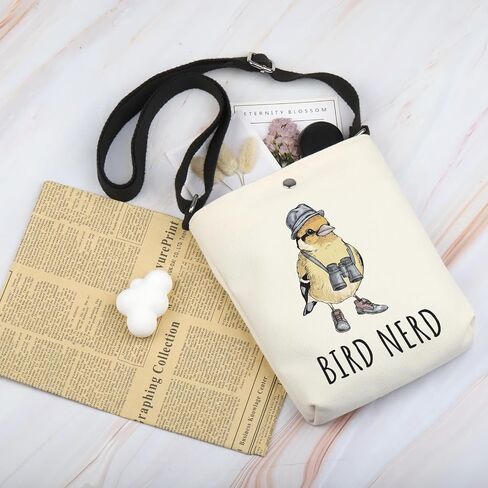 POFULL Birder Gift Bird Lovers Gift Ornithologist Gift Bird Watching Gift Bird Nerd Crossbody Bag in Kuwait