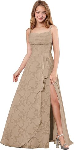 Junior Bridesmaid Dress Chiffon Floral Lace Flower Girl Dresses for Wedding Guest Girls Formal Prom Gowns in Saudi Arabia