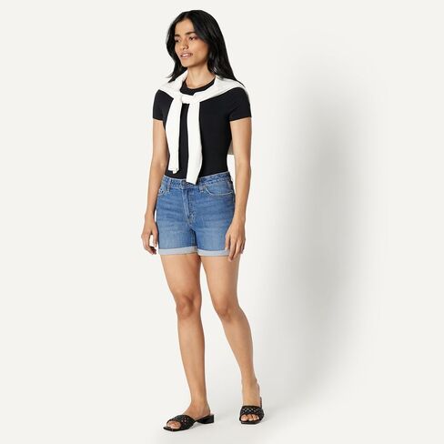 Amazon Essentials Women's Mid-Rise Mid-Stretch Slim Fit 4" Shorts in Saudi Arabia