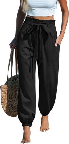 CUPSHE Women's High Waist Wide Leg Pants with Pockets Ruffle Loose Fit Casual Beach in Kuwait