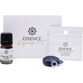 Essence Refresh Kit | Solid Scents Essential Oils | Aromatherapy Nasal Diffuser | Personal Scent Clip for Travel, Work & Everyday Use | Made in USA | Rosemary Mint | Black Pod in Saudi Arabia