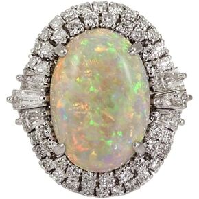 Created Opal Oval Halo Cubic Zirconia Statement Band Rings for Women Chucky | Vibrant birthstone setting beautifully celebrates personal milestones with a unique and dainty touch for daily wear. in Saudi Arabia