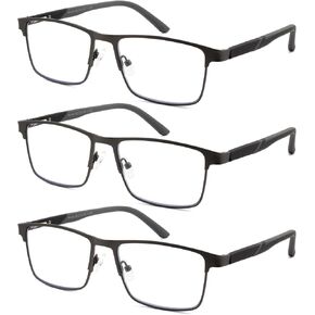 3 Pack Metal Reading glasses for Men, Blue Light Blocking Mens Readers with Comfortable Rubber Legs Spring Hinge in Saudi Arabia