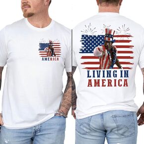 Apollo Creed Living in America Shirt, Apollo Creed Fourth of July Shirt, Funny 4th of July T-Shirt, USA Fighter Tshirt Multicolor in Kuwait