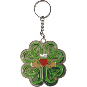 Hat Shark Irish Claddagh Ring w/Celtic Weave & Lucky Four Leaf Clover - Enamel Metal Pendant Key Chains in Kuwait